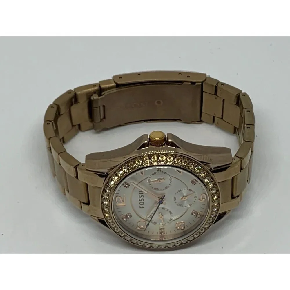 Fossil ES3887 Women's Gold Stainless Steel Analog Silver Dial Quartz Warch GE40